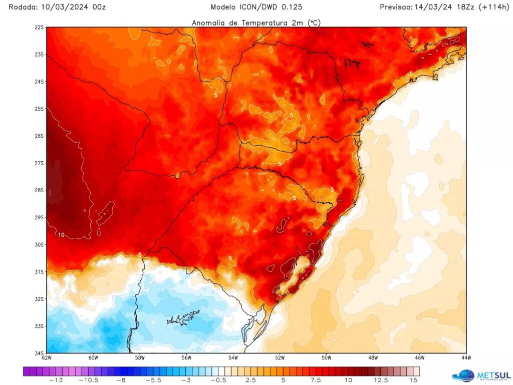 Onda de calor intensa atingirá o Rio Grande do Sul.