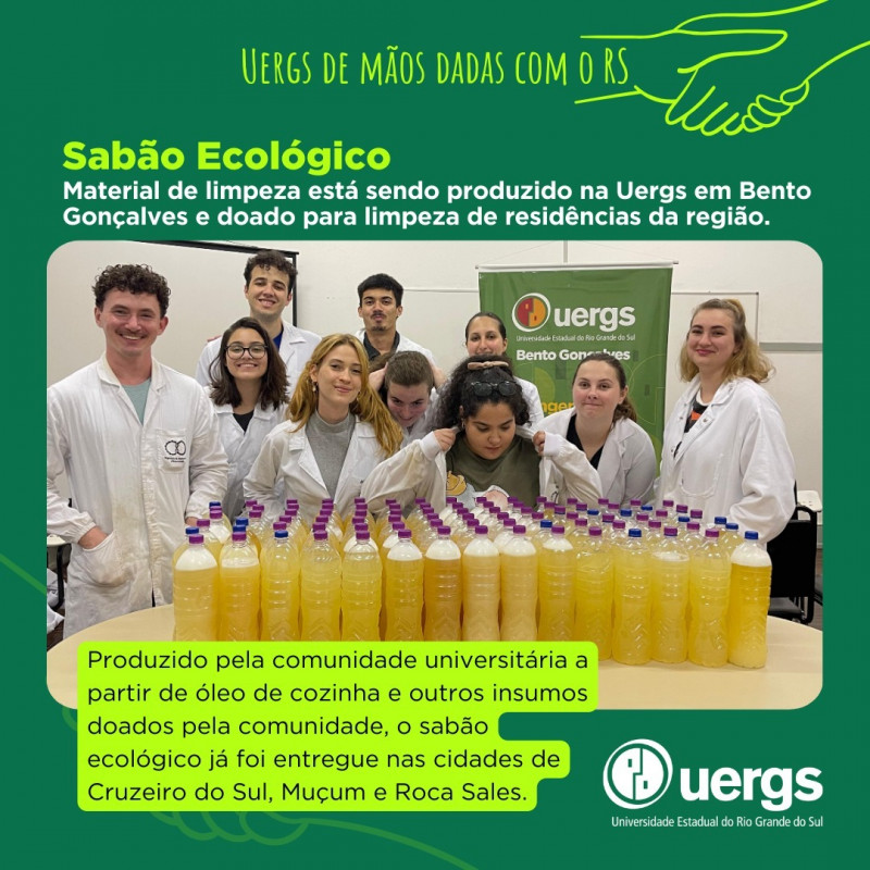 Estudantes de Bento produzem sabão ecológico para ajudar na limpeza de cidades