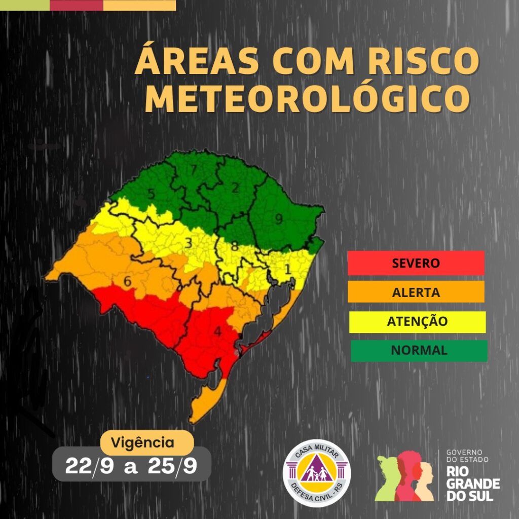 Previsão de chuva forte para os próximos dias no Rio Grande do Sul