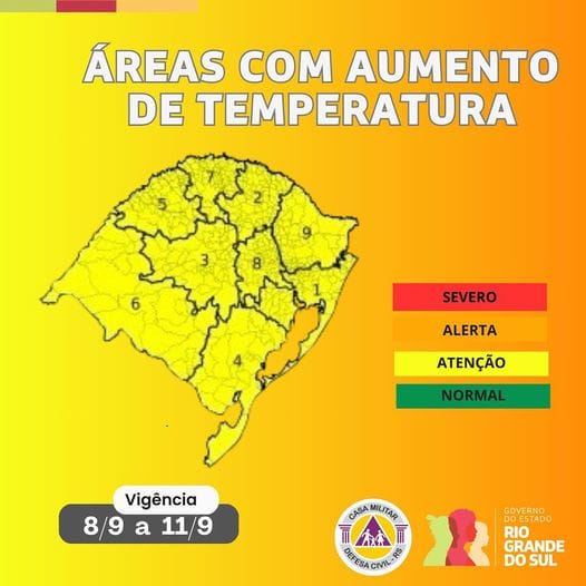 Defesa Civil do RS alerta para forte onda de calor nos próximos dias