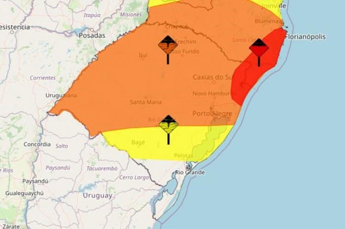 RS tem alertas para chuva intensa e rajadas de vento