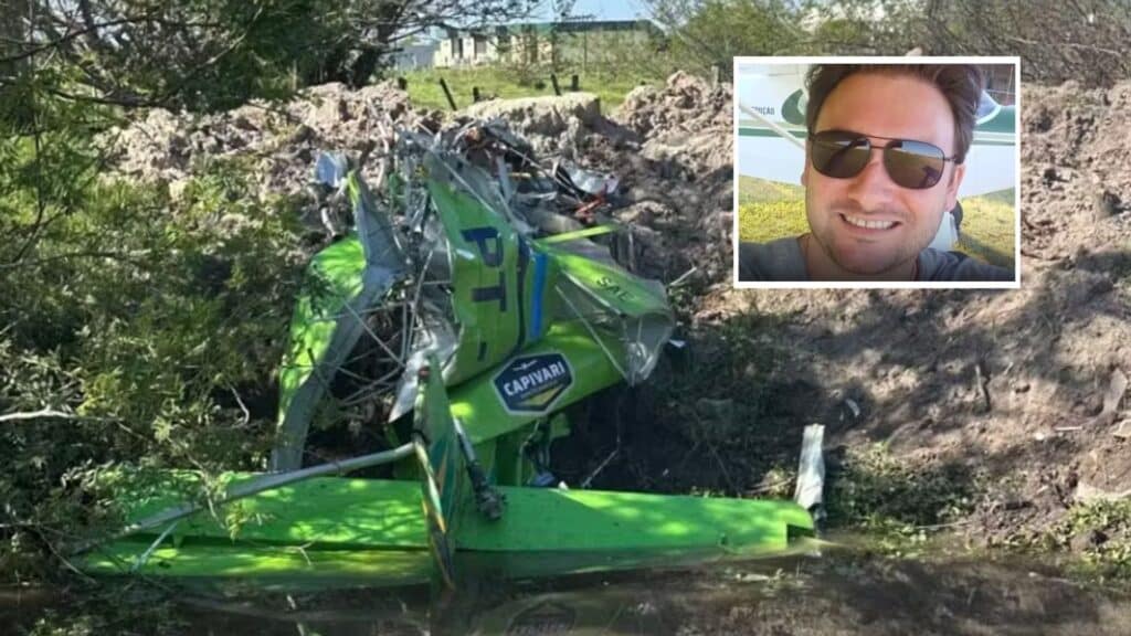 Piloto morre após avião agrícola bater em torre de energia e cair em cidade gaúcha