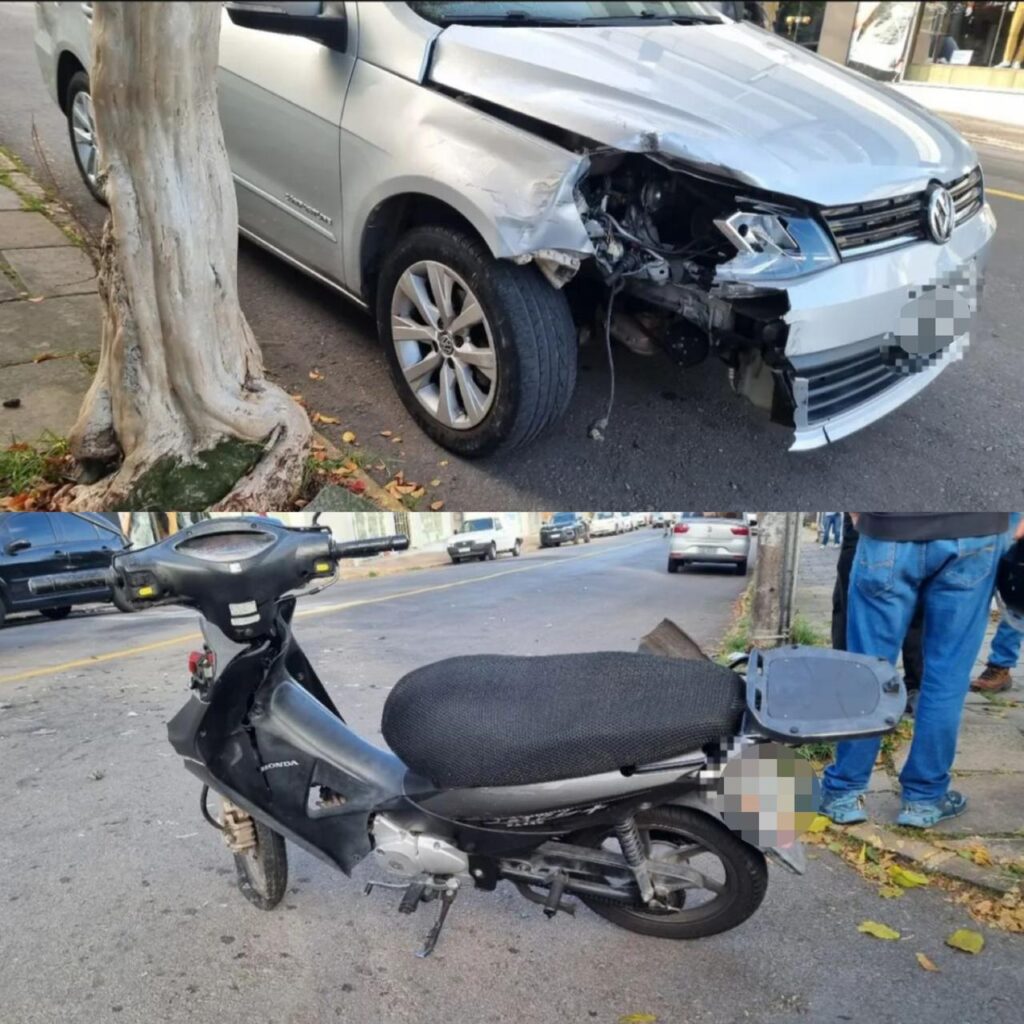 Motociclista fica ferida em colisão com carro no bairro Progresso, em Bento Gonçalves.