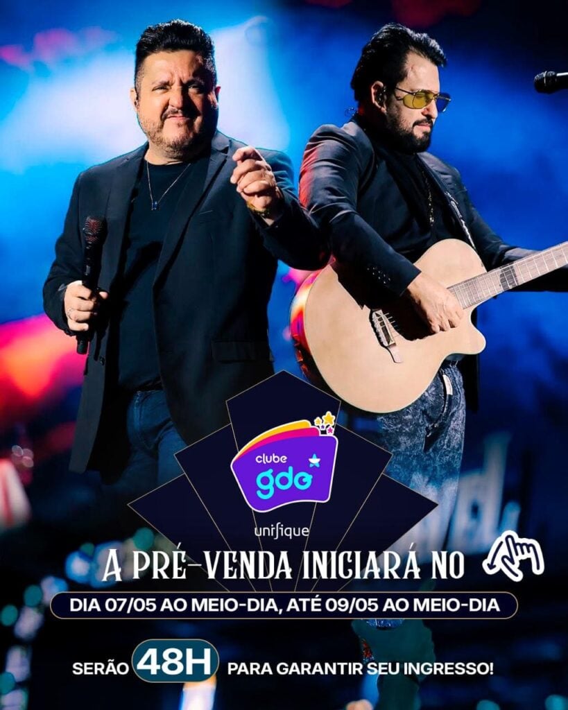 Começa hoje a pré-venda de ingressos para o show de Bruno & Marrone em Bento Gonçalves.