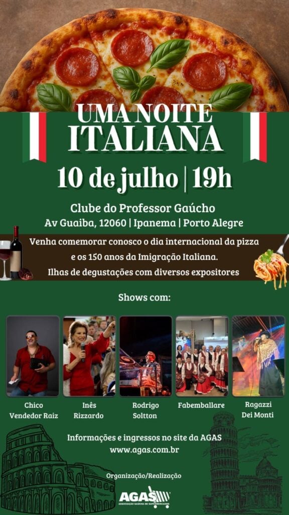 Agas promove a Noite Italiana em Porto Alegre.