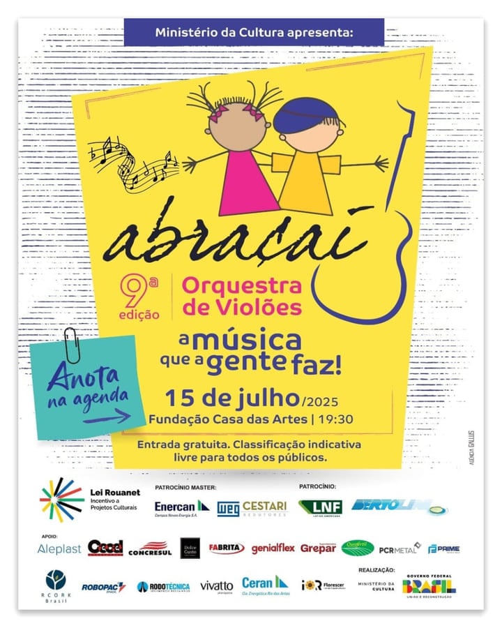 Orquestra de Violões da Abraçaí tem apresentação gratuita em Bento Gonçalves.