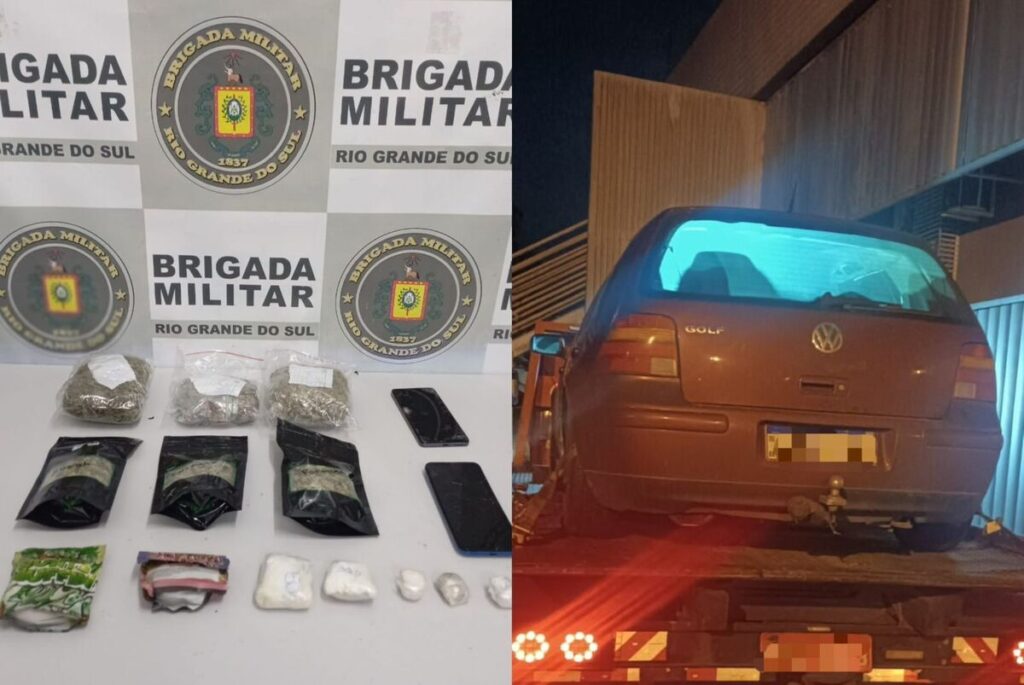 Brigada Militar apreende maconha e haxixe em veículo abordado em Caxias do Sul, na Serra Gaúcha.