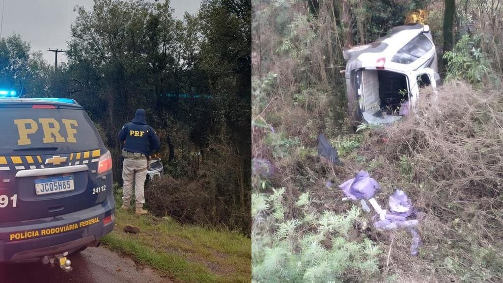Motorista foge da PRF, capota o carro e deixa rastro misterioso pelo matagal.