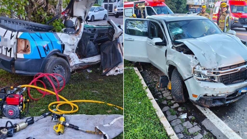 Acidente no trevo da SCA na BR-470 em Bento Gonçalves.