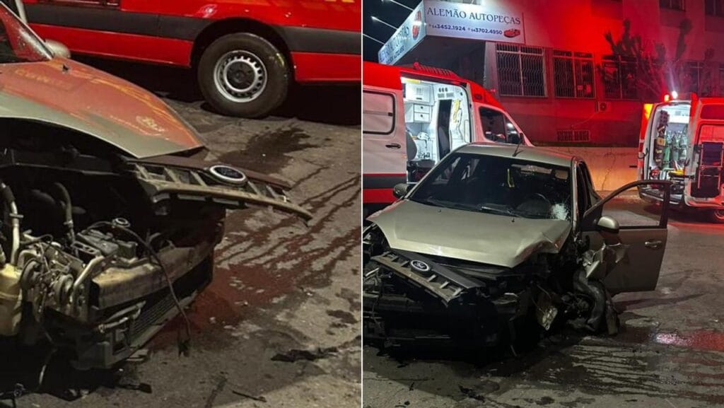 Mulher colide com poste em Bento Gonçalves.