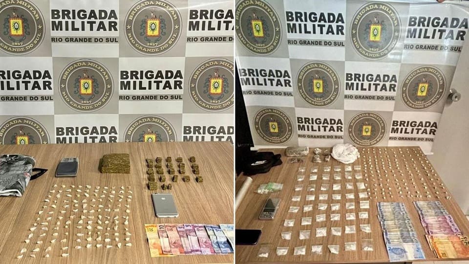 Brigada Militar prende homem e apreende adolescente por tráfico de entorpecentes em Bento Gonçalves.