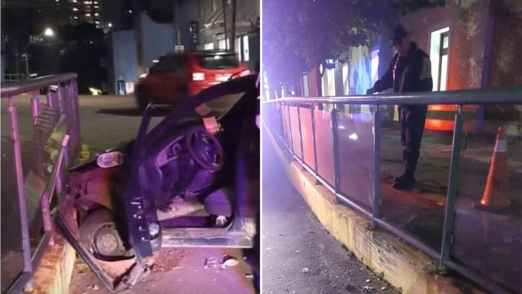 Motorista bate contra mureta em Bento Gonçalves.