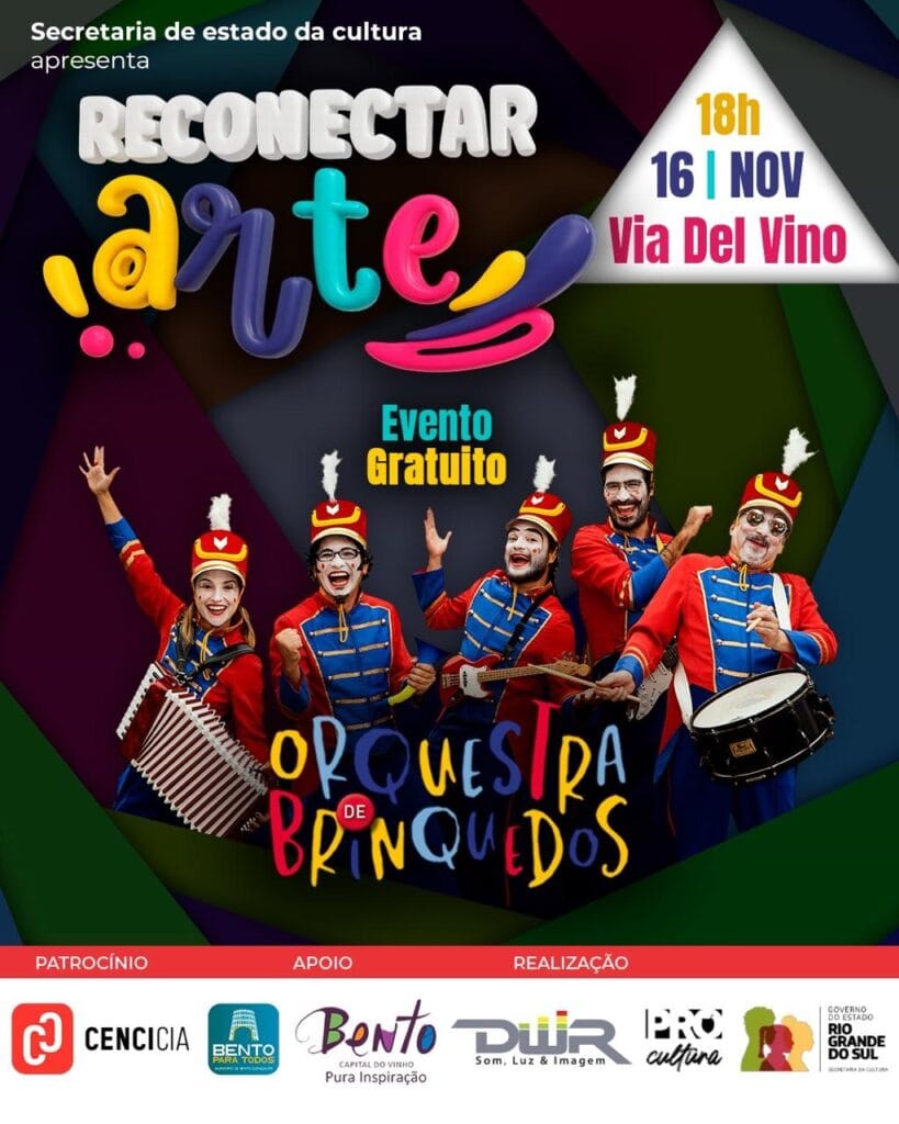 Teatro Orquestra de Brinquedos na Via Del Vino em Bento Gonçalves.