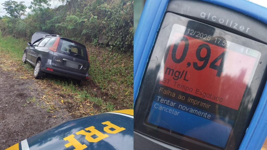 Bebeu todas e caiu barranco abaixo com o Peugeot em Bento Gonçalves.