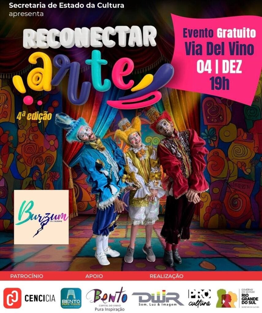 Espetáculo gratuito da Cia Circense Burzum em Bento Gonçalves.