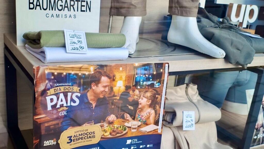 Compras de Dia dos Pais no comércio de Bento Gonçalves concorrem a prêmios.