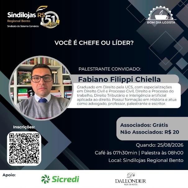 Sindilojas promove palestra sobre liderança em Bento Gonçalves.